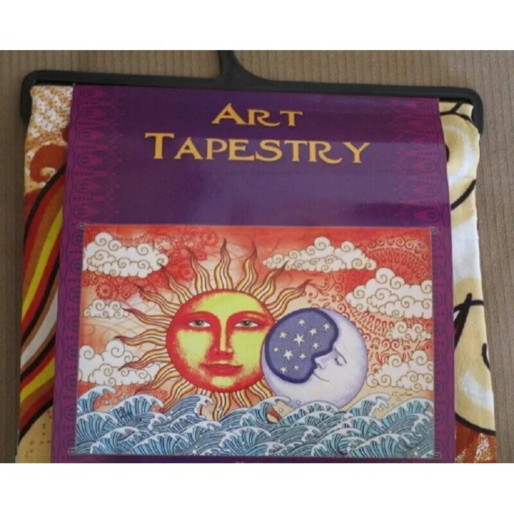 New Sun Moon and Ocean Tapestry Wall Hanging Art Gift 90x60 Celestial Clouds NIP